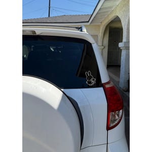 Cute Bunny Miffy Holding Teddy Bear Decal image 1