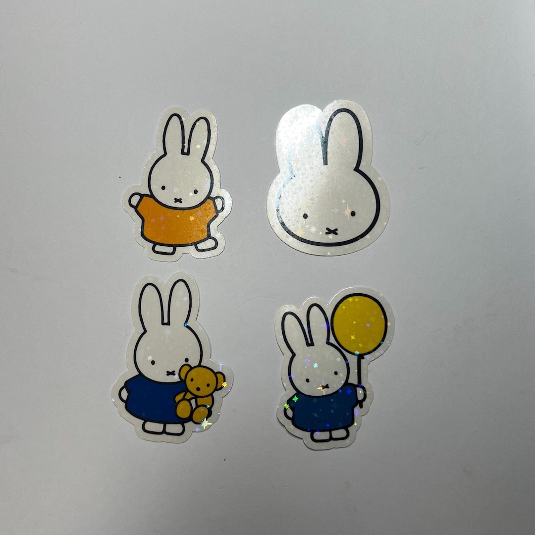 Miffy Rabbit Sticker Miffy Bunny Vinyl Stickers: Sparkly & Matte, Pack of 4 - Etsy