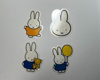 Miffy Bunny Vinyl Stickers: Sparkly & Matte, Pack of 4