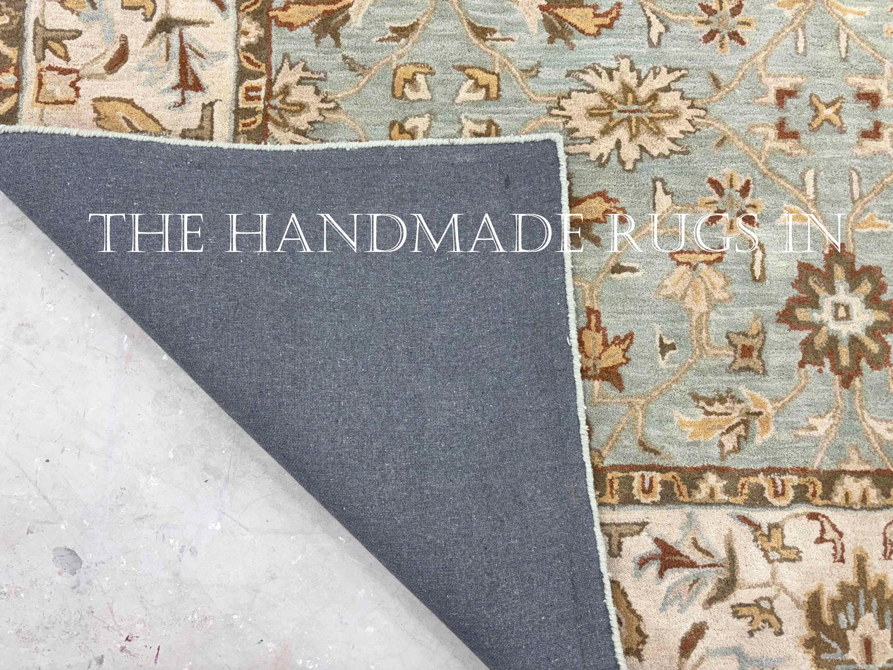 Blue Porcelain Rug Handmade Porcelain Blue Rug, Muted Floral Wool Rug, Persian Inspired ...