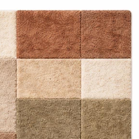 Hand Tufted Checkered Pattern Area Rug Modern Neutral Patchwork Carpet ...