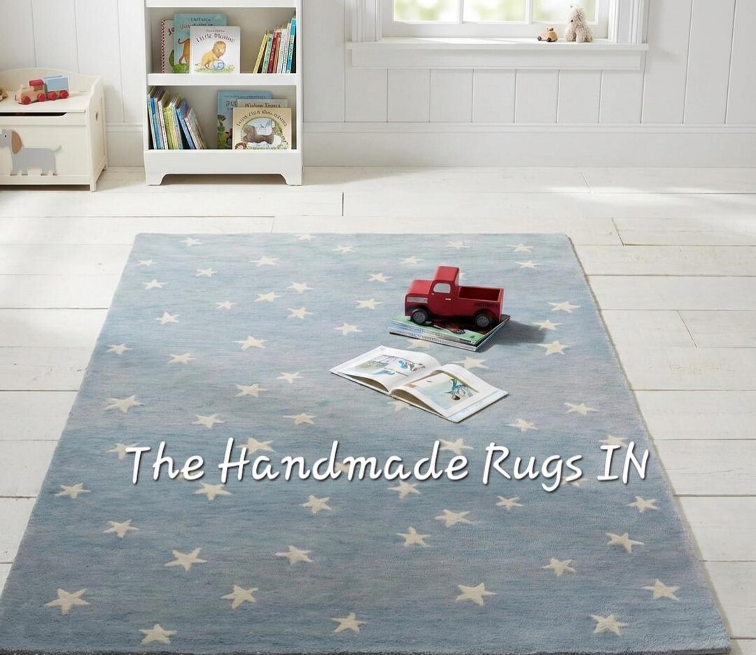 Star Area Rug Hand Tufted Wool Star Area Rug, Modern Blue Carpet for Living Room - Etsy