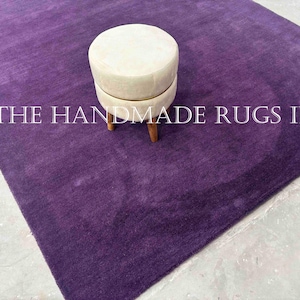 Purple Hand Tufted Wool Area Rug, Modern Contemporary Carpet, Handmade Soft Floor Rug, Living Room Bedroom Decor, Designer Home Rug