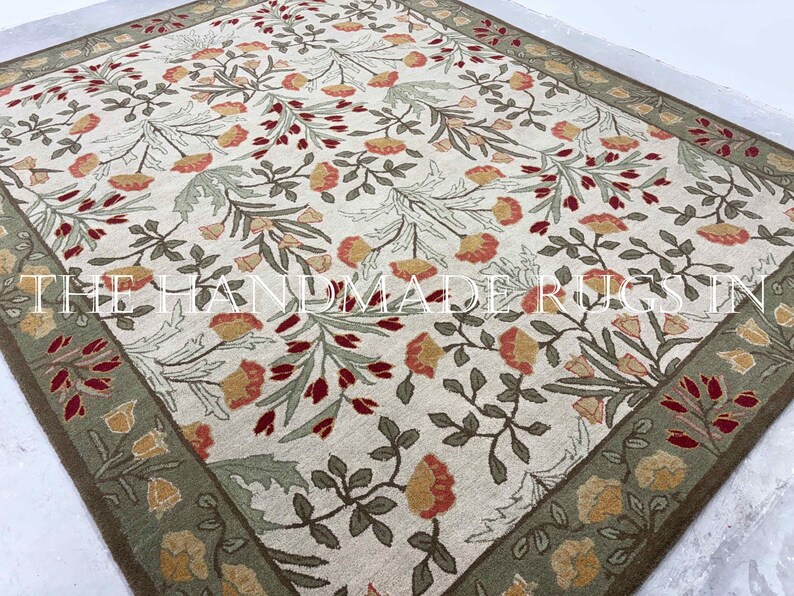 Adeline Rug Hand Tufted Adeline Multi Color Traditional Oriental Floral Style 100% ...