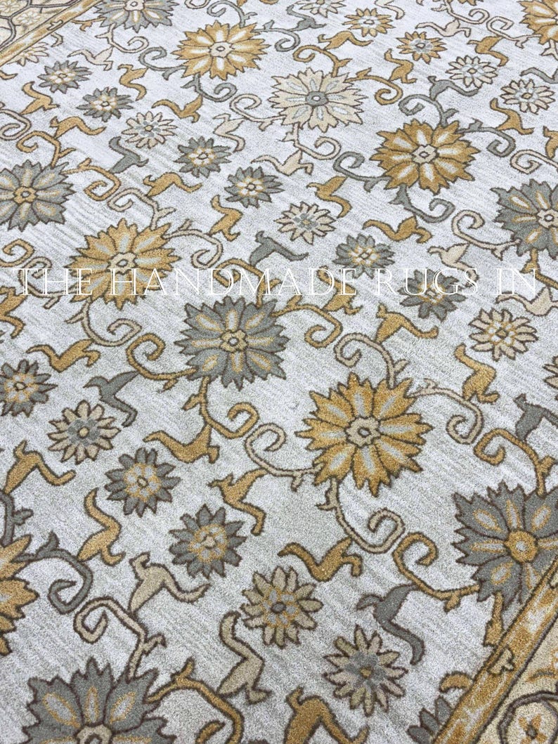 Beige Hand Tufted Wool Rug, Traditional Oriental Area Rug, Persian Style Carpet, Neutral Living Room Wool Rug Home Decor image 3