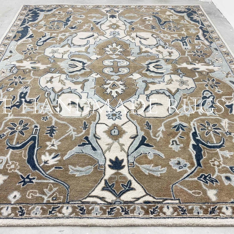 Camel and Blue Area Rug - Etsy