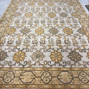 Beige Hand Tufted Wool Rug, Traditional Oriental Area Rug, Persian Style Carpet, Neutral Living Room Wool Rug Home Decor image 1