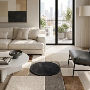 Geometric Tufted Area Rug | Mid Century Modern Earth Tone Carpet