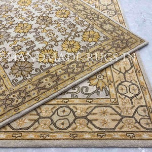Beige Hand Tufted Wool Rug, Traditional Oriental Area Rug, Persian Style Carpet, Neutral Living Room Wool Rug Home Decor image 7