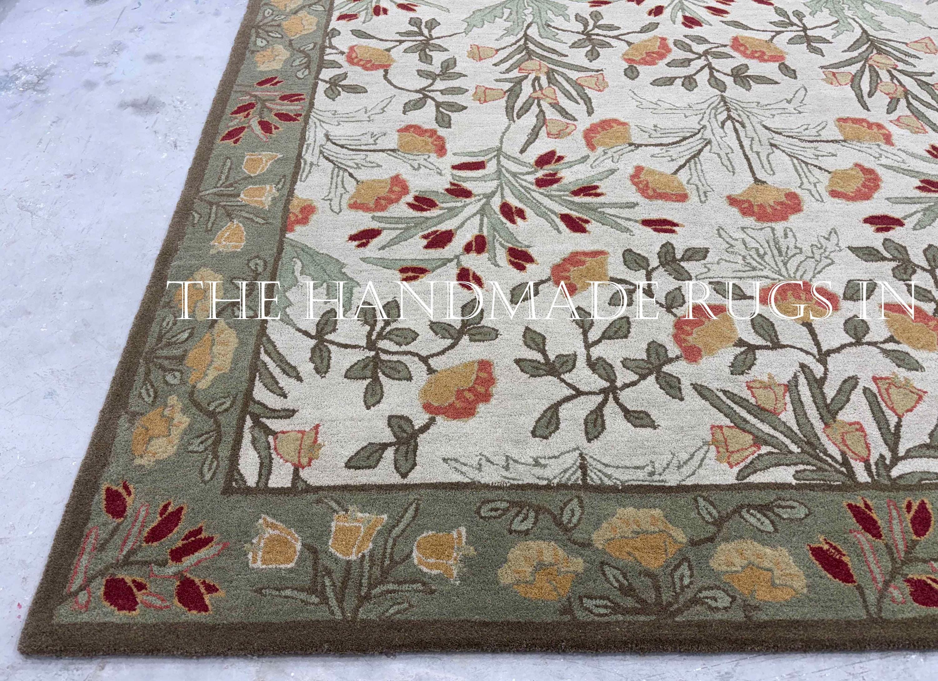 Adeline Rug Hand Tufted Adeline Multi Color Traditional Oriental Floral Style 100% ...