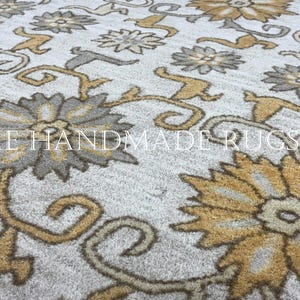 Beige Hand Tufted Wool Rug, Traditional Oriental Area Rug, Persian Style Carpet, Neutral Living Room Wool Rug Home Decor image 4