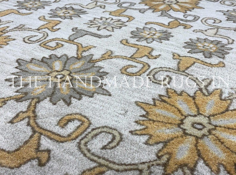 Beige Hand Tufted Wool Rug, Traditional Oriental Area Rug, Persian Style Carpet, Neutral Living Room Wool Rug Home Decor image 4