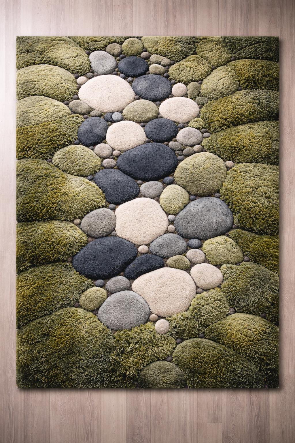 Hand Tufted Moss Pebble Area Rug: Nature Inspired Organic Living Room ...
