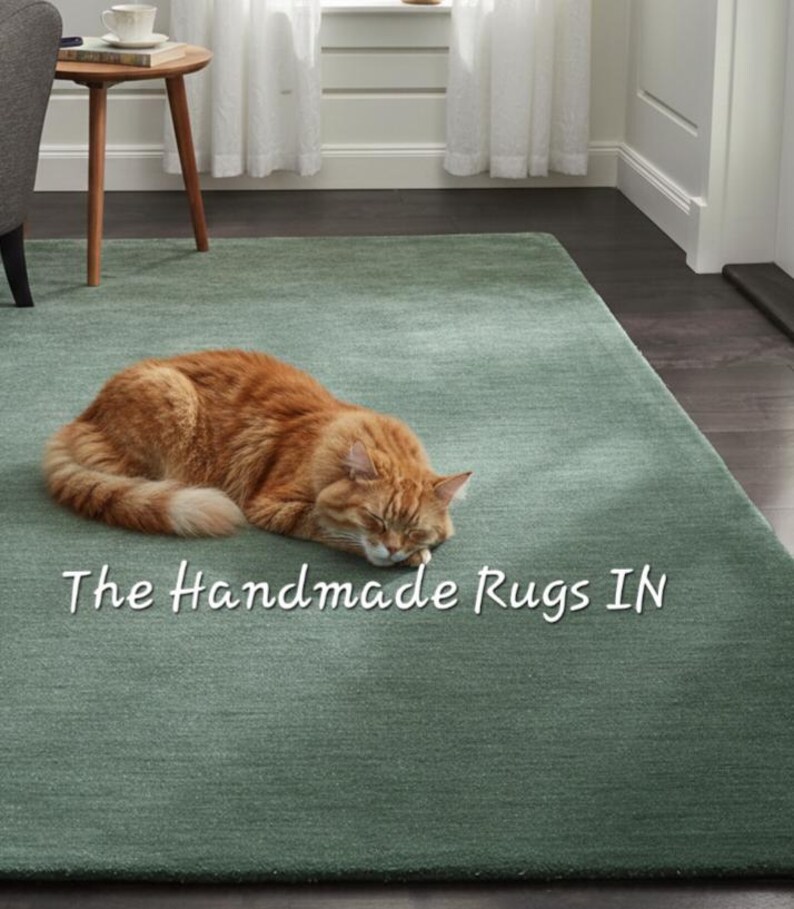 Handmade Tufted Wool Rug – Modern Jade Green Design - Etsy