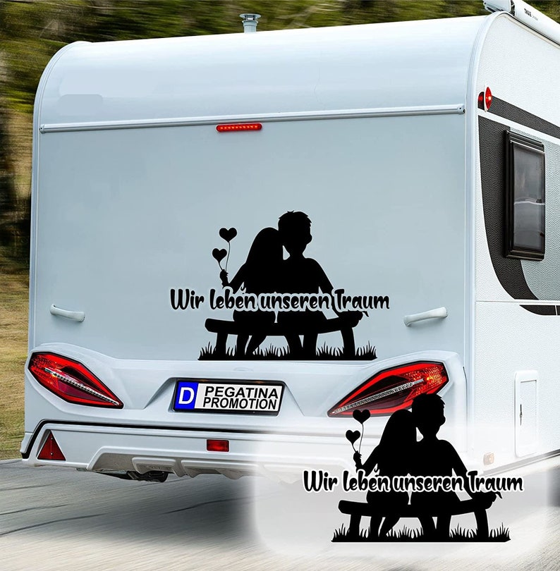 Autocollant camping-car Nous vivons notre rêve Couple amoureux La vie est trop courte pour une caravane de temps en temps Promotion Pegatina image 2