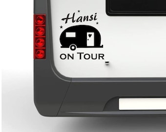 Wunschname on Tour mit Camper und Sternen Wohnmobil Aufkleber Sticker  Wohnwagen Truck Auto Decals