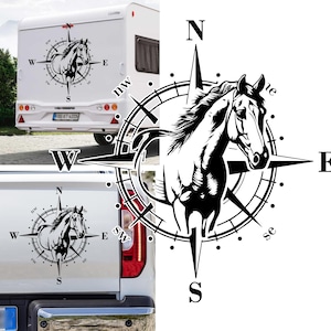 Adesivo Bussola Westfalia Westfalia, dimensione e colore selezionabili, cavallo, cavallo, rimorchio, camper, roulotte, adesivo per auto