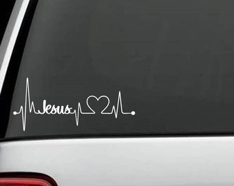 Aufkleber Herzschlag Jesus Kirche Christen Sticker Herz Fan Hobby Leidenschaft Liebe für Auto Autoaufkleber Religion