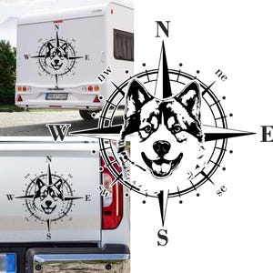 Compass Akita Inu Sticker Size & Color Selectable Dog Dogs Motorhome Caravan Car Sticker Compass Rose