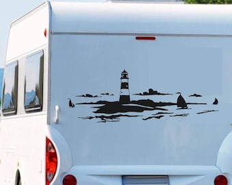 Lighthouse in the sea, sailboat stickers, motorhome caravan stickers, car stickers, Womi Pegatina Promotion