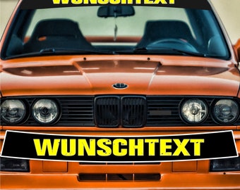 Blendstreifen + Wunschtext Aufkleber Tuning Aufkleber Sonnenblendstreifen UV & Wetterfest Frontscheibe Sticker Motorsport Aufkleber