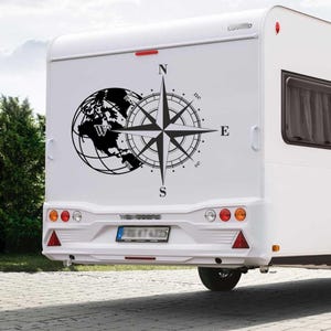 1x Kompas Wereldbol Sticker Aardbol Caravan Windroos Camper Personaliseerbare Pegatina Promotie Kompasroos Vrachtwagen Sticker