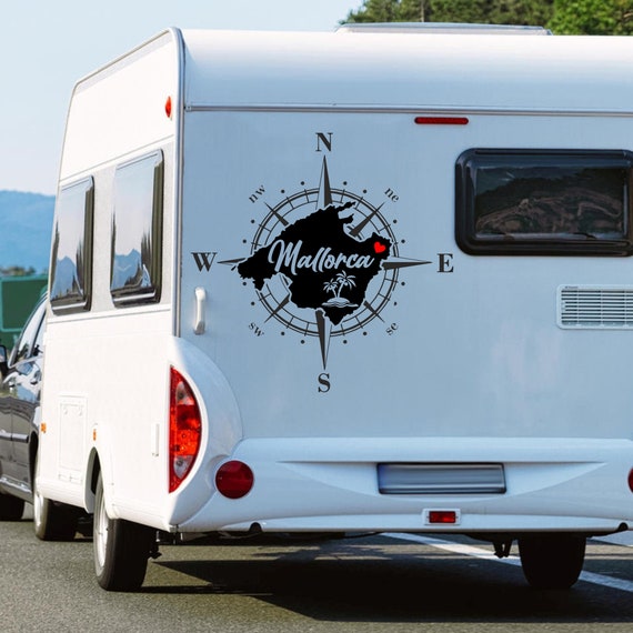 Adesivo bussola Maiorca mappa cuore palma contorno amore Isole