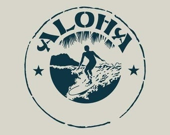 Timbre de surfeur Aloha Hawaii