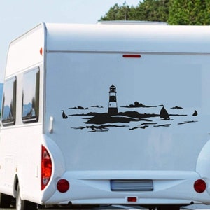 Leuchtturm im Meer Segelbooten Aufkleber Wohnmobil Wohnwagen Sticker Autoaufkleber Womi Pegatina Promotion Bild 1