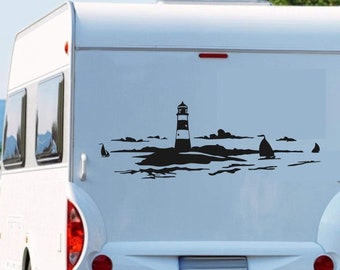 Phare dans la mer voiliers autocollant camping-car caravane autocollant voiture autocollant Womi Pegatina Promotion