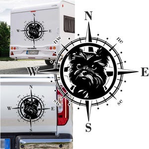 Kompas Affenpinscher Pinscher Schnauzer Sticker, formaat en kleur selecteerbaar, hond, honden, camper, caravan, auto, kompasroos
