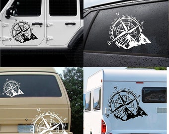 Kompass Gebirge Berge Aufkleber Peronalisierbar&Größenwahl Sticker Kompassrose Wohnmobil Pegatina Promotion Outdoor Compass