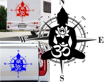 Yoga Meditation Namaste Lotus Lotusblüte  Om Aufkleber Größe&Farbe wählbar Wohnmobil Caravan Auto Wohnwagen Sticker Kompassrose Windrose