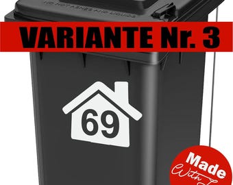 Personalisierte Mülltonnenaufkleber – Mit Hausnummer & Straßenname, 1–5 Müllarten Frei Wählbar, Wetterfest, 2 Größen