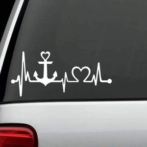 Hartslag anker hartslag zee Oostzee Noordzee schip sticker, sticker, decal, auto sticker, UV & autowasstraat bestendig,
