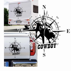 Adesivo bussola cowboy toro western dimensioni e colore selezionabili adesivo per auto camper roulotte rosa dei venti