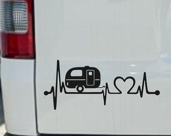 Camping Caravan Hobby Heartbeat Sticker for Window, Paint, High Performance Film, UV & Car Wash Resistant Camper Caravan