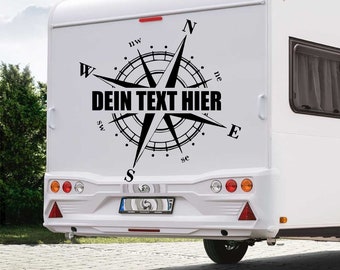 Kompass Aufkleber"Wunschtext" Wohnwagen Wohnmobil Truck Windrose Wohnmobil Kompassrose Farbe&Größe wählbar Sticker Camper Pegatina Promotion