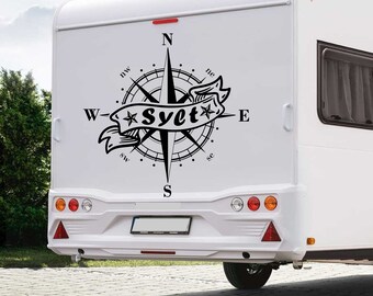 Kompas Sylt naklejka Wyspy Morza Północnego Hallig wybrzeże wakacje samochód naklejka przyczepa kempingowa samochód kempingowy