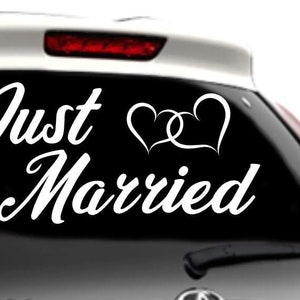 Just Married Folie Rot Aufkleber Auto Heck Deko Hochzeit Banner Brautpaar  KX055