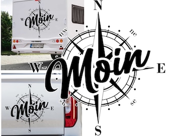 1x Compass "Moin" Moin-Moin sticker earth globe caravan wind rose motorhome personalizable in several sizes compass rose Moinmoin