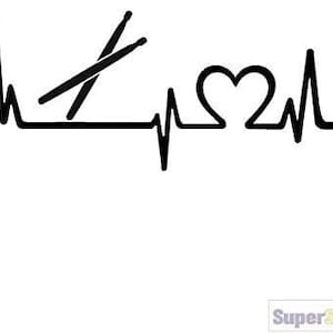 Heartbeat trumstockar, trumset, trummis, ca 20 cm, tuning, racing, motorsport, racingdekal, klistermärke, dekal tillverkad av högpresterande film.