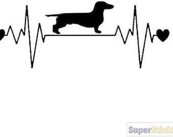 Heartbeat dachshund approx. 20 cm Car Sticker Bike Motorbike Fun Tuning Decal