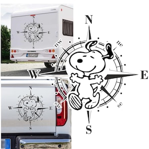 Kompass Lachender Comic Hund Süß Freude glücklich Happy Aufkleber freie Größe&Farbe Auto Camper Wohnmobil Autoaufkleber Pegatina Promotion