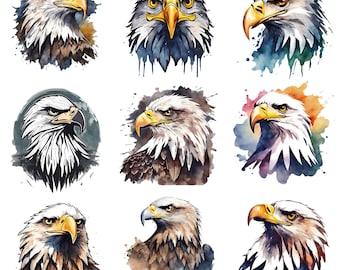Eagle Clipart PNG, Bald Eagle, Watercolor Eagle, Eagle Bundle, Eagle Transparent, High Quality