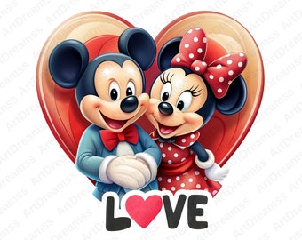 Mickey y Minnie Clipart, Lindo Mickey y Minnie PNG, Mickey Minnie Para Camisa, Mickey Minnie Día de San Valentín, Amor, Alta Calidad