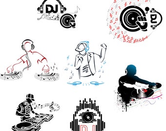 Dj clipart bundel PNG, Dj Graphic, digitale download, kunstontwerp