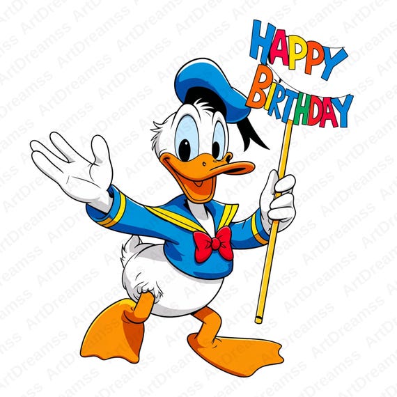 かわいいドナルドダックのクリップアート、ハッピーバースデー