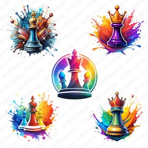 Chess Clipart, Chess PNG, Chess Game illustration, Chess Pieces, High Quality