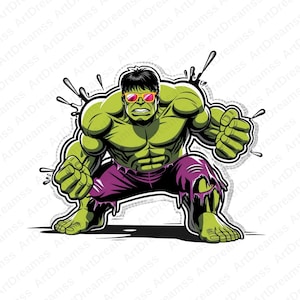 Hulk Cipart, Hulk with Sunglasses, Hulk PNG, Super Hero, Hulk Splash Style, High Quality
